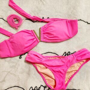 Victoria Secret Venice V-hardware Bandeau Swim Top + Havana Hipster Swim Bottom